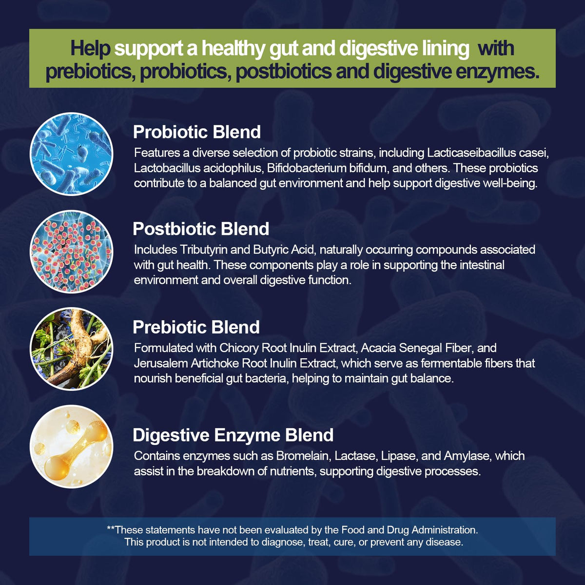 Migcopat Probiotic Prebiotic, Postbiotic & Digestive Enzymes for Digestive Health, 80 Billion CFU Probiotics Complete Gut Support with Berberine, Cinnamon, L-Glutamine - FENGGESTORE20