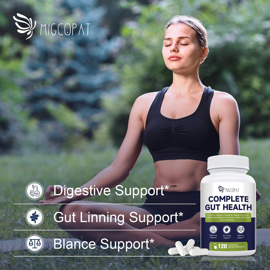 Migcopat Probiotic Prebiotic, Postbiotic & Digestive Enzymes for Digestive Health, 80 Billion CFU Probiotics Complete Gut Support with Berberine, Cinnamon, L-Glutamine - FENGGESTORE20