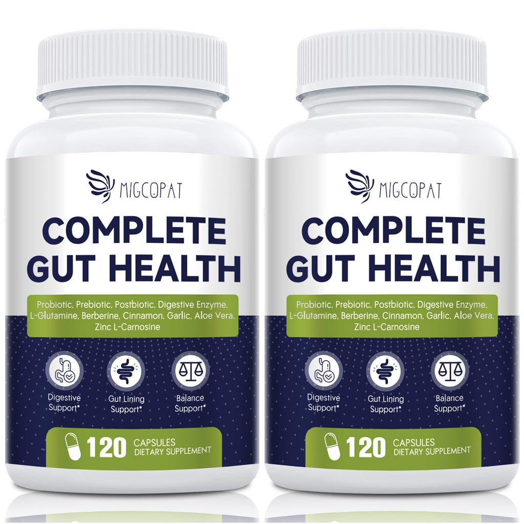 Migcopat Probiotics for Digestive Health, 80 Billion CFU Probiotics, Prebiotics, Postbiotics & Digestive Enzymes, Gut Health Capsules with Berberine, Cinnamon, - FENGGESTORE20