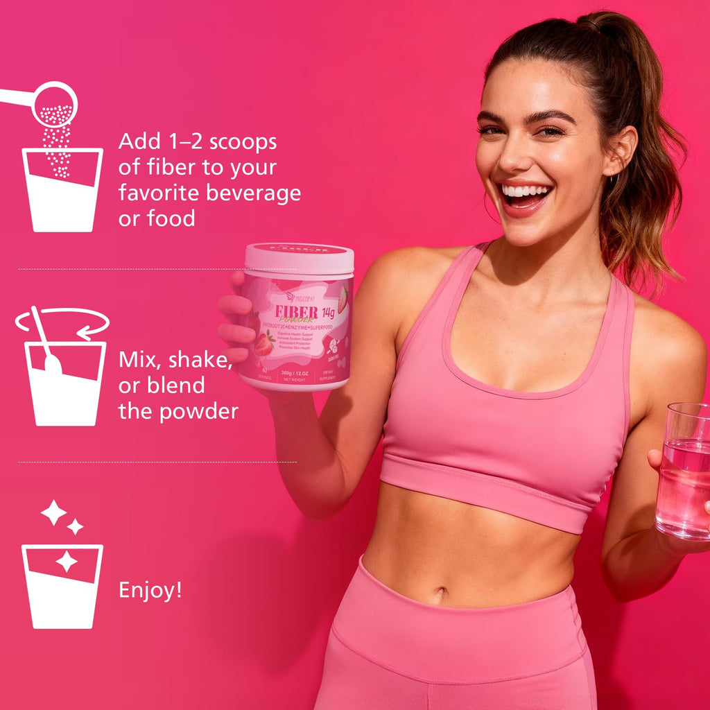 Migcopat Superfood Fiber Powder with Probiotics, Prebiotics, Digestive Enzymes, Vitamin C, Inulin, Magnesium, 14G Fiber Supplement for Digestive Support & Skin Health - FENGGESTORE20