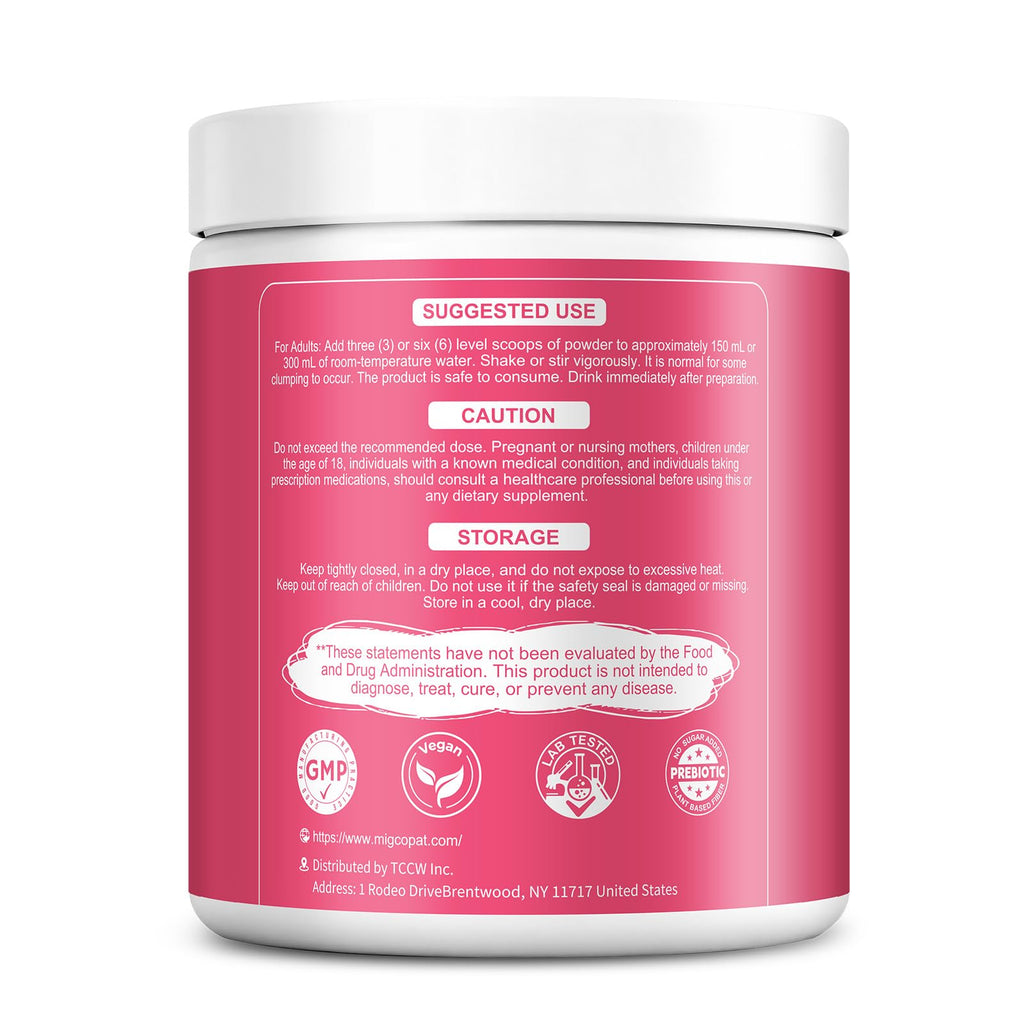 Migcopat Superfood Fiber Powder with Probiotics, Prebiotics, Digestive Enzymes, Vitamin C, Inulin, Magnesium, 14G Fiber Supplement for Digestive Support & Skin Health - FENGGESTORE20