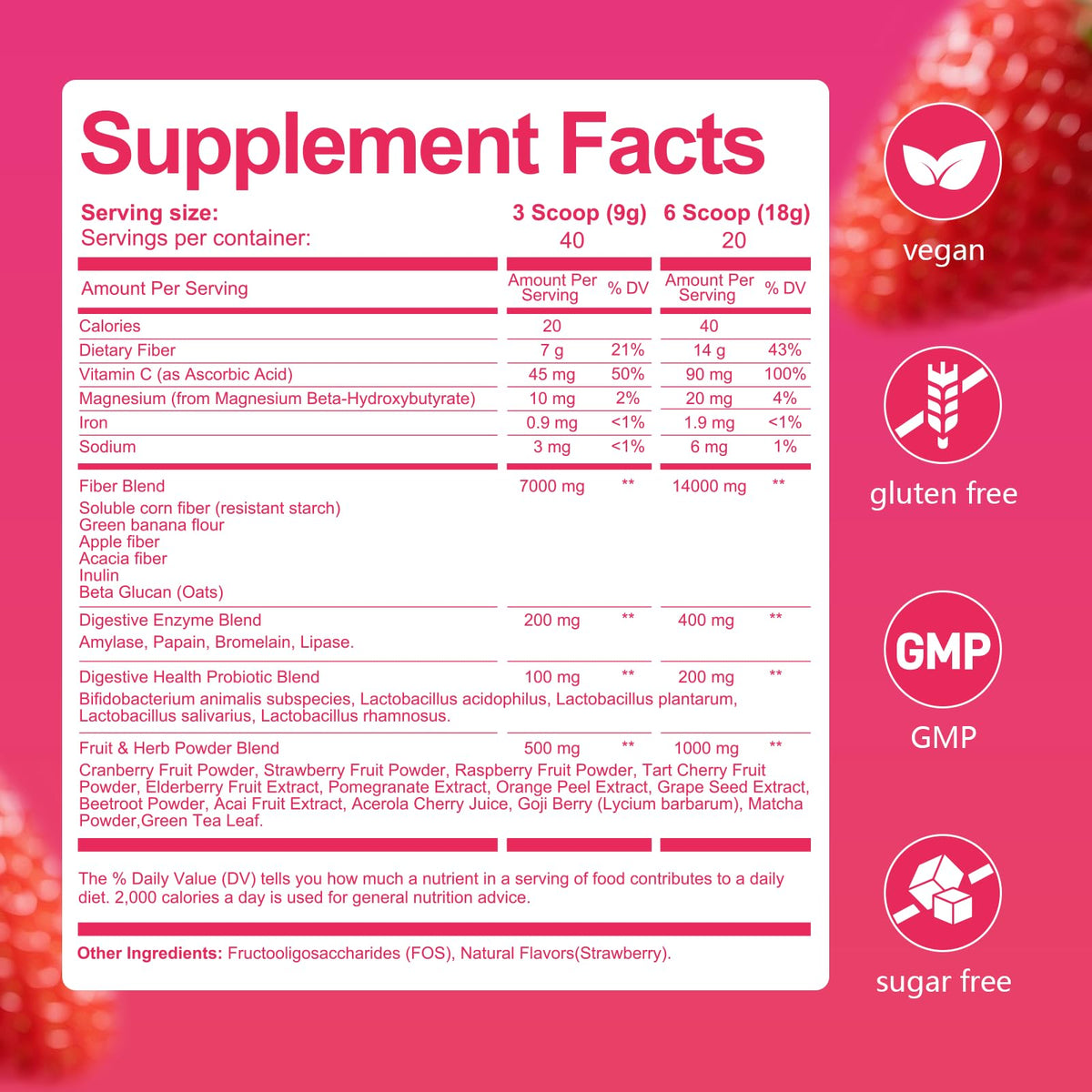 Migcopat Superfood Fiber Powder with Probiotics, Prebiotics, Digestive Enzymes, Vitamin C, Inulin, Magnesium, 14G Fiber Supplement for Digestive Support & Skin Health - FENGGESTORE20