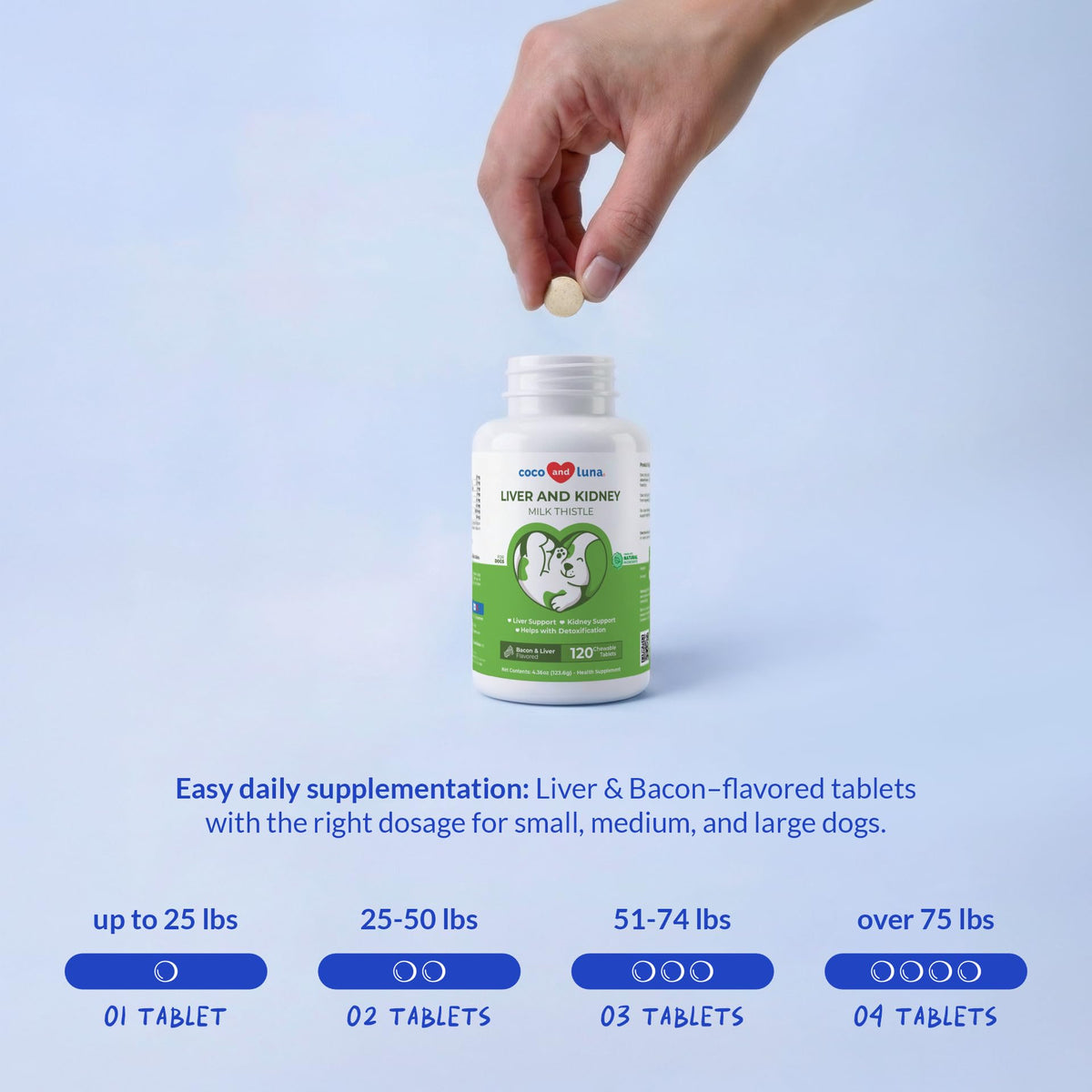 Milk Thistle for Dogs - 120 Chewable Tablets - Silymarin - Liver and Kidney Support with EPA & DHA - Detox - Liver Supplement for Dogs - FENGGESTORE20