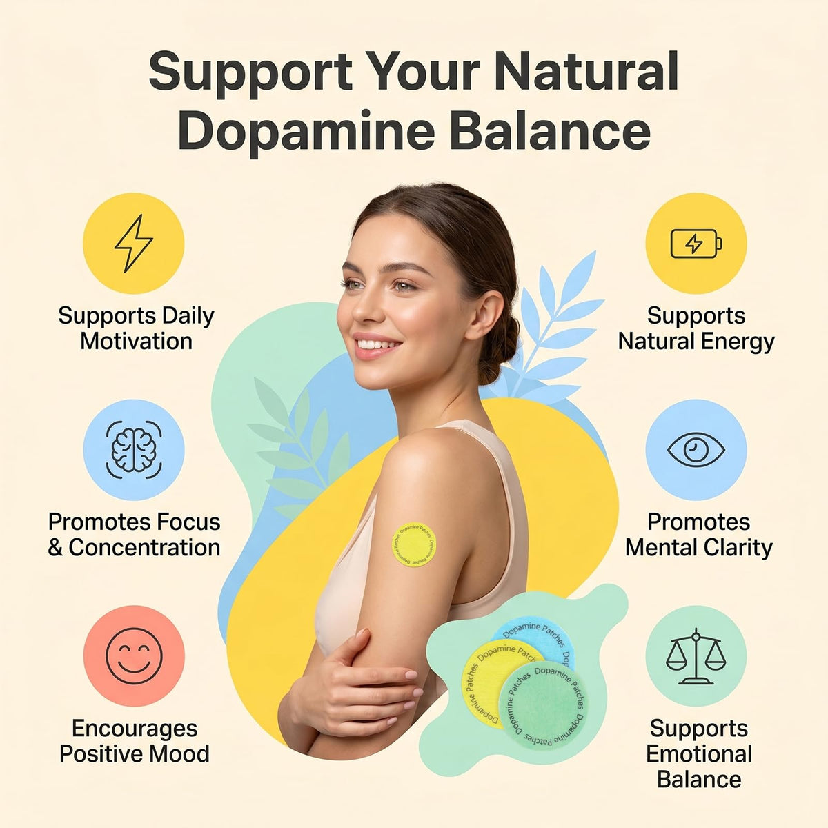 MindTone Dopamine Patches Extra Strength – 90 Count Plant-Based Non-GMO Mood Support & Energy Patch – Dopamine & Serotonin Balance – Mood Balance Patch for Women & Men – 3 Month Supply - FENGGESTORE20