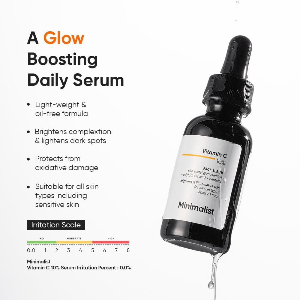 Minimalist 10% Advanced Vitamin C Serum for Glowing Skin | Brightening & Dark Spot Treatment | Treats Uneven Skin Tone, Dullness & UV Damage - FENGGESTORE20