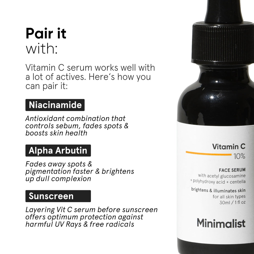 Minimalist 10% Advanced Vitamin C Serum for Glowing Skin | Brightening & Dark Spot Treatment | Treats Uneven Skin Tone, Dullness & UV Damage - FENGGESTORE20