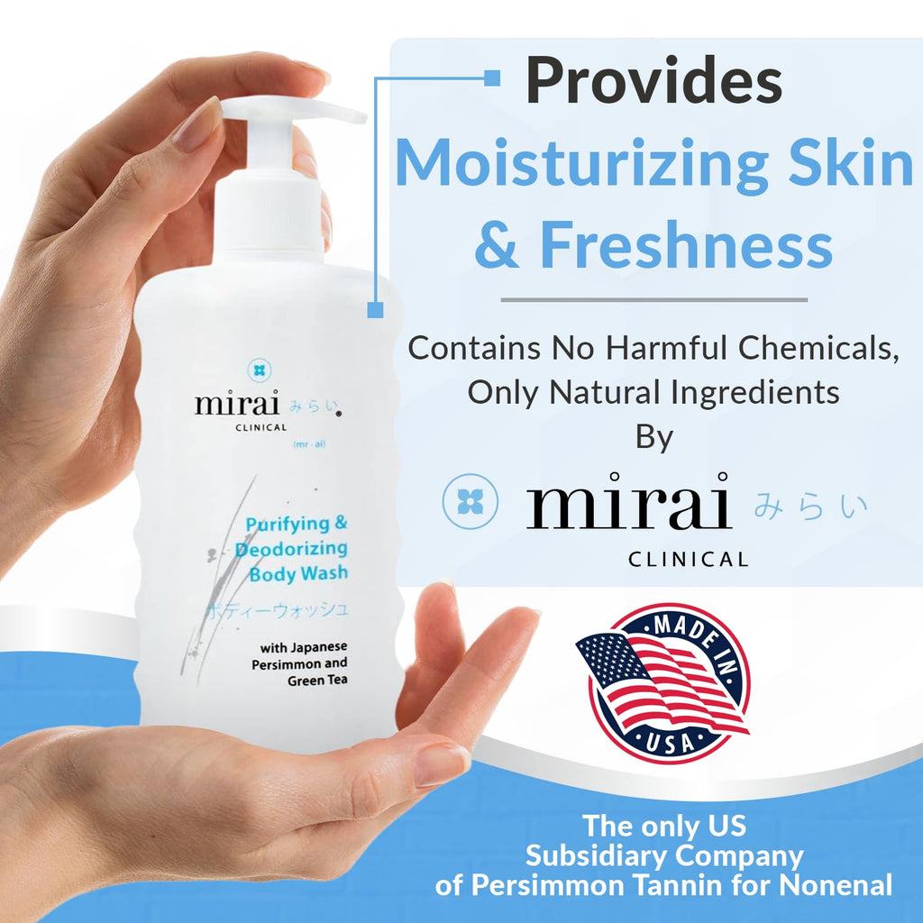 Mirai Clinical Body Wash for Strong Body Odor - Renewing Body Purifying & Deodorizing with Natural Persimmon & Green Tea Extracts - FENGGESTORE20