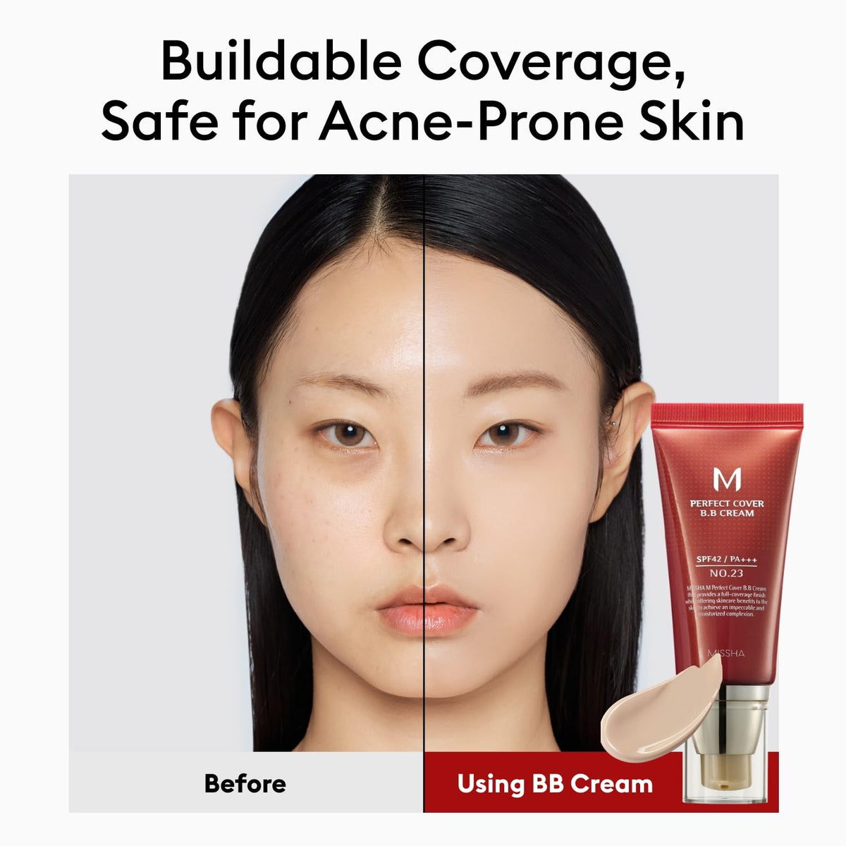 MISSHA M Perfect Cover BB Cream No.23 Natural Beige -Light/Medium with Cool/Neutral Undertone SPF 42 PA +++ 1.69 Fl Oz - Tinted Moisturizer for face with SPF - FENGGESTORE20