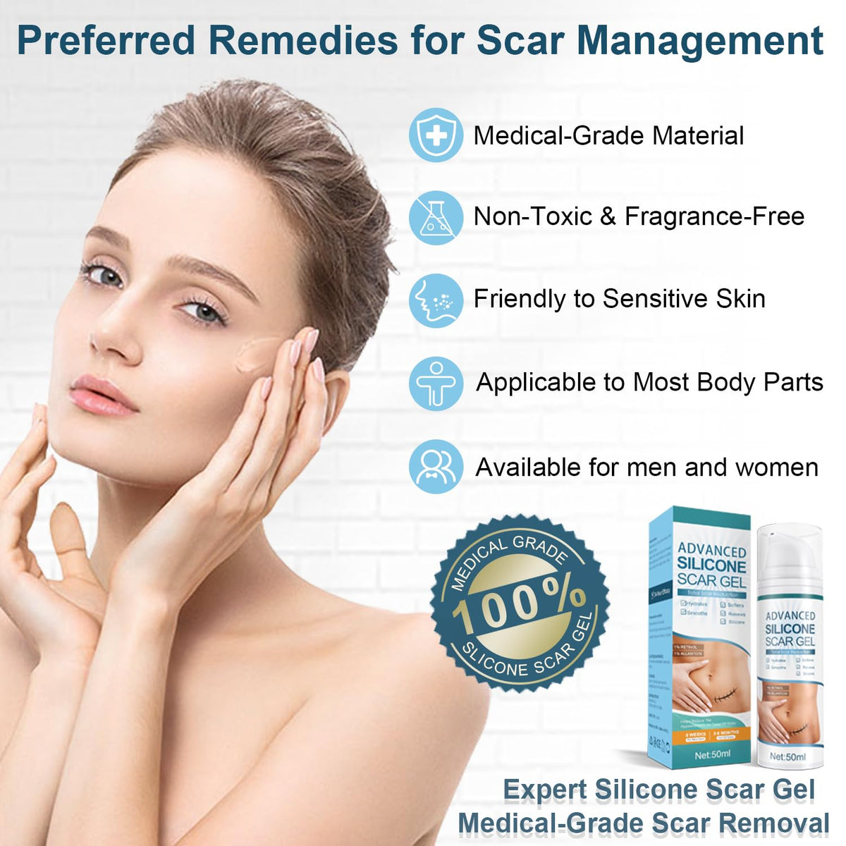 Mitgary Advanced Scar Gel, Silicone Scar Gel, Treats Old and New Scars, Reduces the Appearance of Scars from, Body, Face, Stretch Marks - FENGGESTORE20