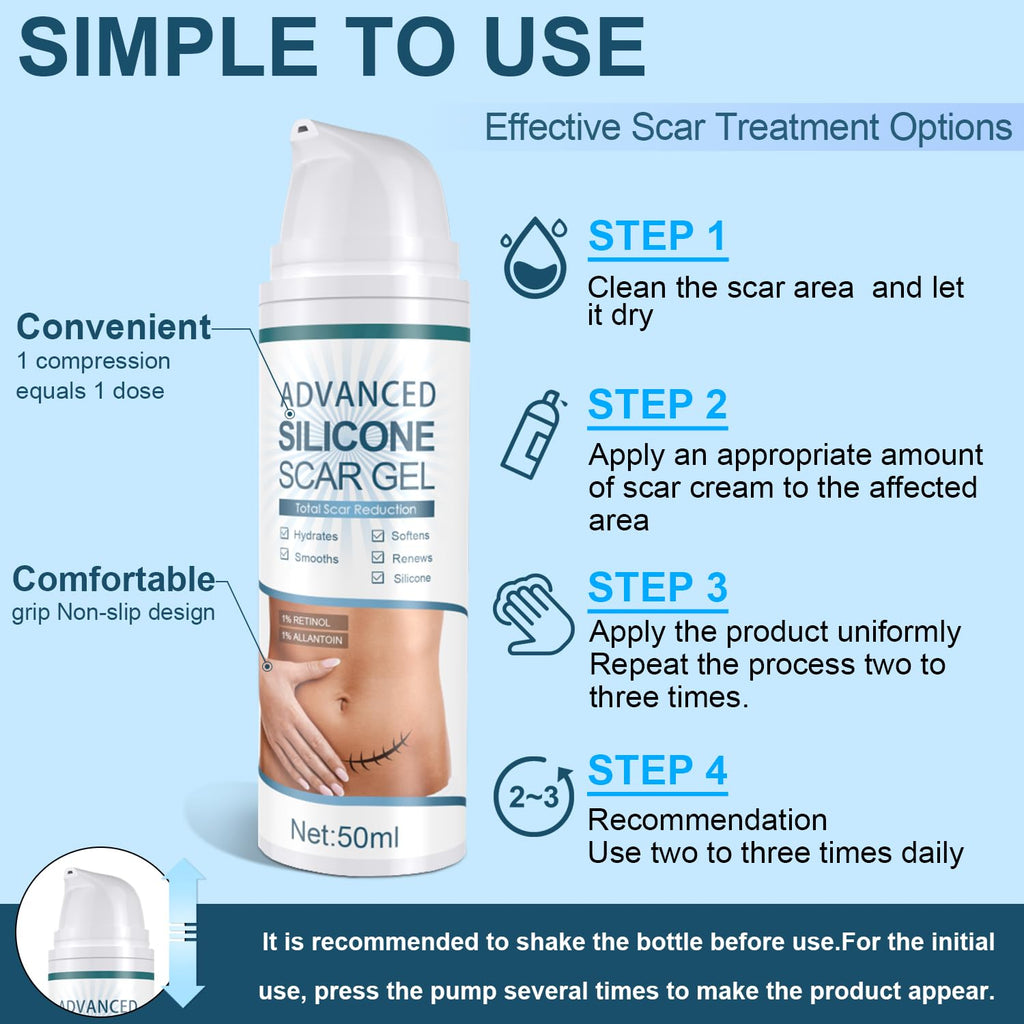 Mitgary Advanced Scar Gel, Silicone Scar Gel, Treats Old and New Scars, Reduces the Appearance of Scars from, Body, Face, Stretch Marks - FENGGESTORE20