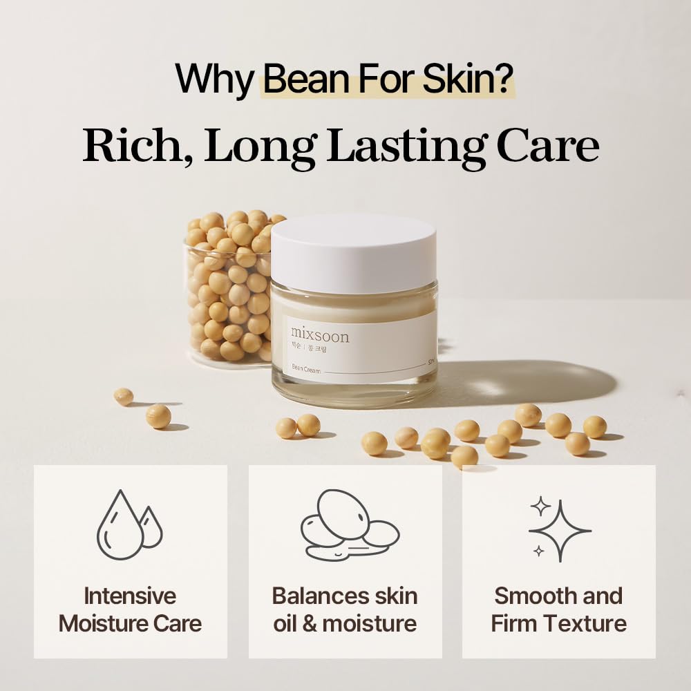 mixsoon Bean Cream-Deep Moisturizer Face Cream, Hydrating and Smoothing for Face, Fermented Soybean Extract - FENGGESTORE20