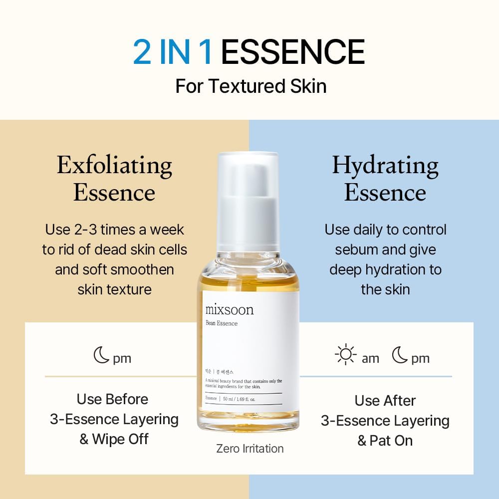 mixsoon Bean Essence Exfoliating, Snail Mucin Moisturizer for Hydrating, Fermented Bean Extract, Gentle Formula - FENGGESTORE20