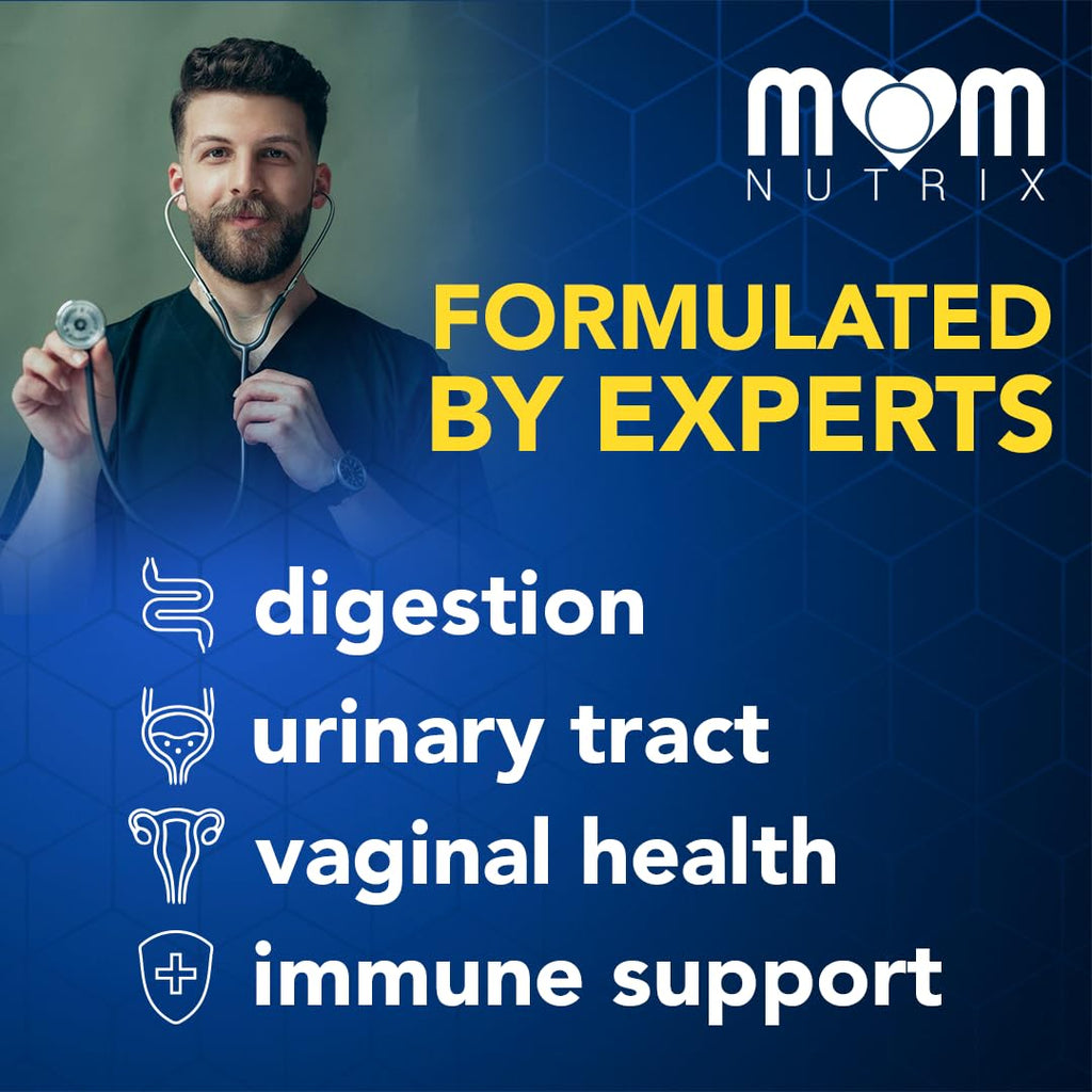 MOM NUTRIX Probiotic for Women - Vaginal, Gut, UT, pH Balance, Feminine & Digestive Health - Prebiotics with Probiotics, Cranberry, D-mannose - Bifidobacterium and Lactobacillus - 120 Capsules - FENGGESTORE20