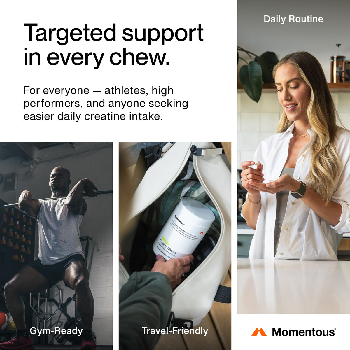 Momentous Creatine Chews - Creatine Monohydrate - Supports Strength, Lean Muscle, & Recovery for Men & Women - NSF Certified for Sport - 150 Chewable Tablets - Lemon Lime - FENGGESTORE20