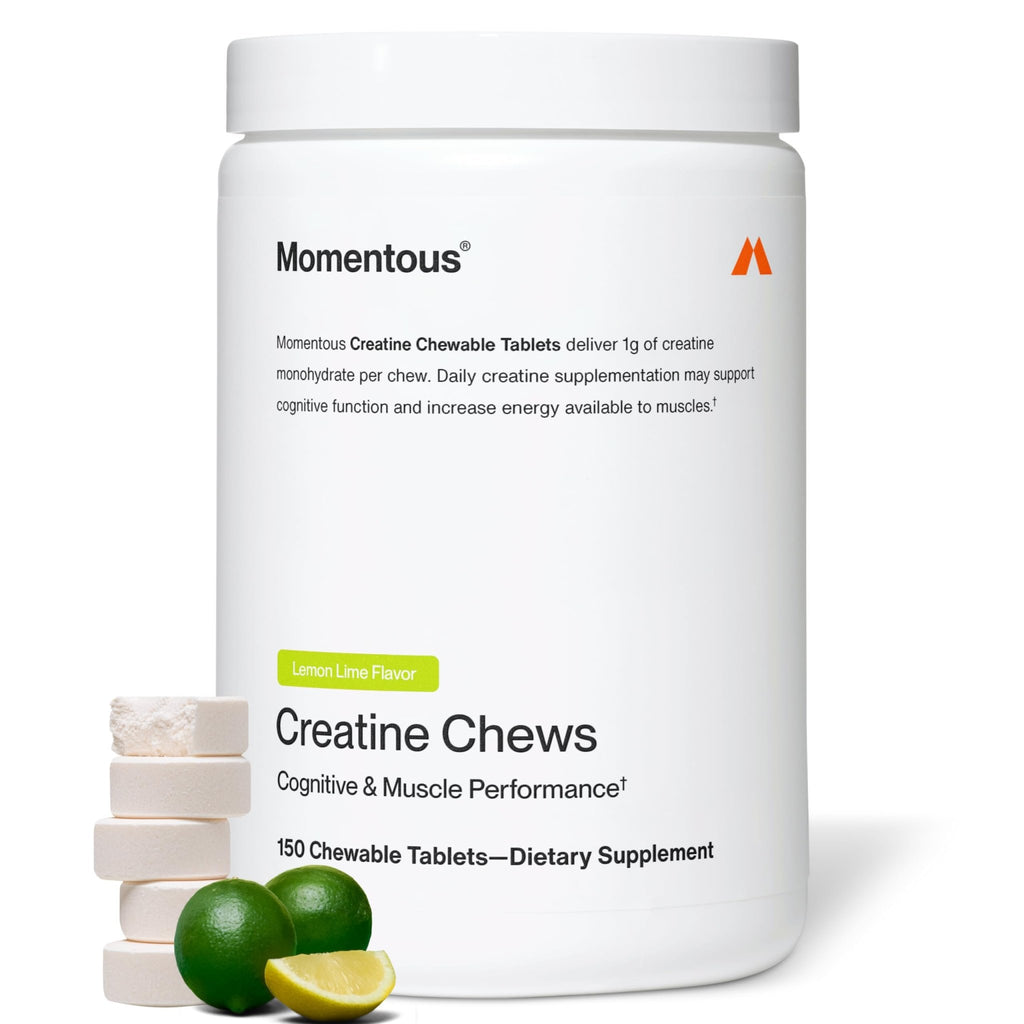 Momentous Creatine Chews - Creatine Monohydrate - Supports Strength, Lean Muscle, & Recovery for Men & Women - NSF Certified for Sport - 150 Chewable Tablets - Lemon Lime - FENGGESTORE20