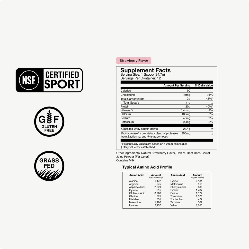 Momentous Essential Grass-Fed Whey Protein Powder - 20 g Whey Isolate Protein - NSF Certified for Sport - Gluten-Free - 12 Servings for Essential Everyday Use - FENGGESTORE20