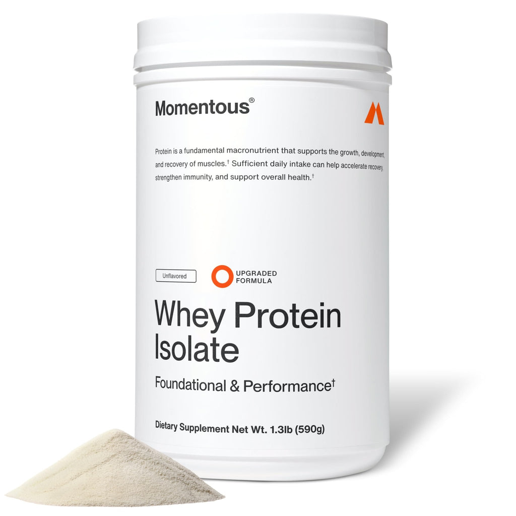 Momentous Essential Grass-Fed Whey Protein Powder - 20 g Whey Isolate Protein - NSF Certified for Sport - Gluten-Free - 25 Servings for Essential Everyday Use - Unflavored - Package May Vary - FENGGESTORE20