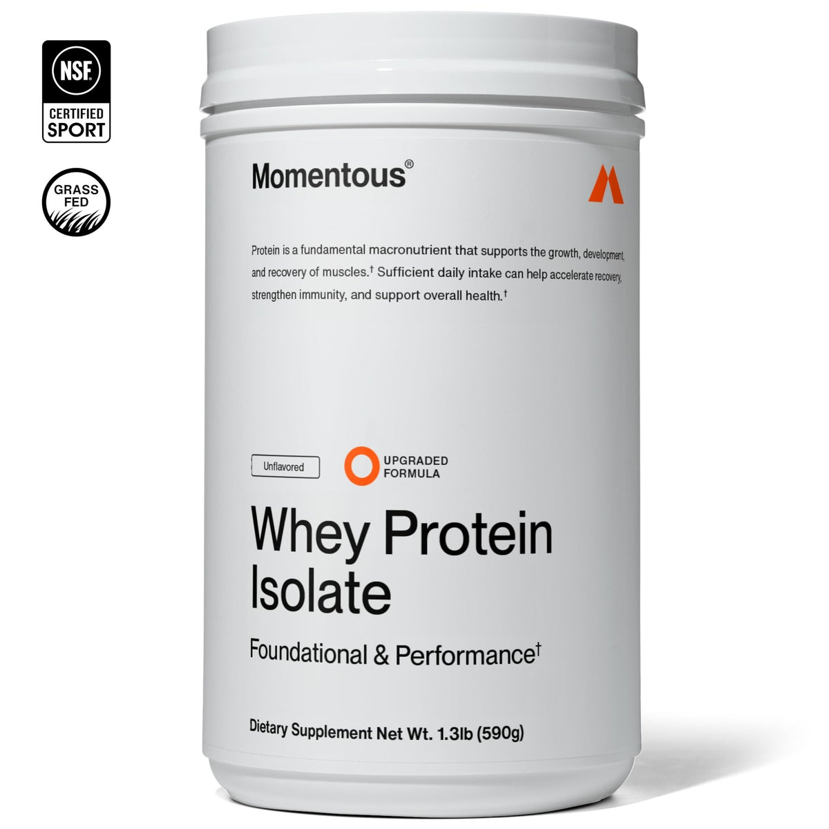 Momentous Essential Grass-Fed Whey Protein Powder - 20 g Whey Isolate Protein - NSF Certified for Sport - Gluten-Free - 25 Servings for Essential Everyday Use - Unflavored - Package May Vary - FENGGESTORE20