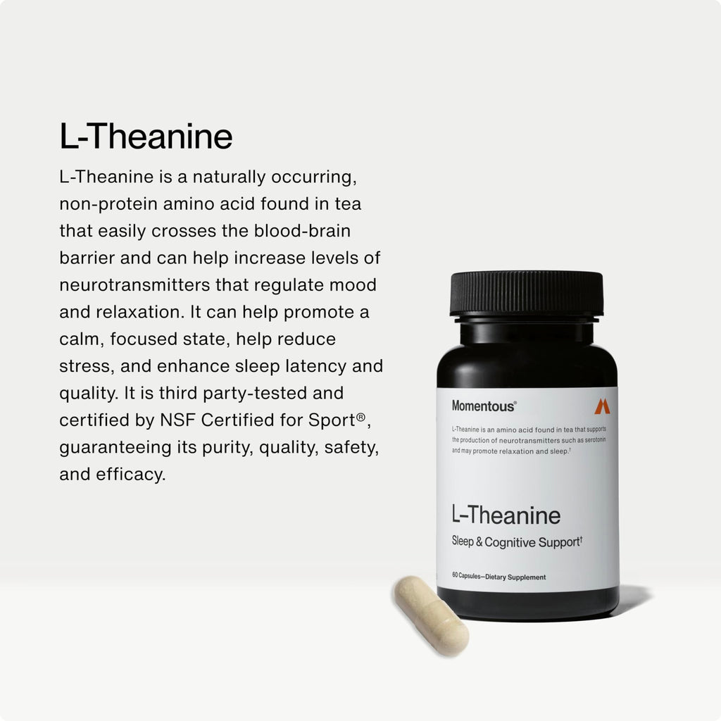 Momentous L-Theanine Supplement - 200 mg Capsules to Promote Relaxation & Focus - NSF Certified for Sport - GMO- & Gluten-Free - 60 Servings - FENGGESTORE20