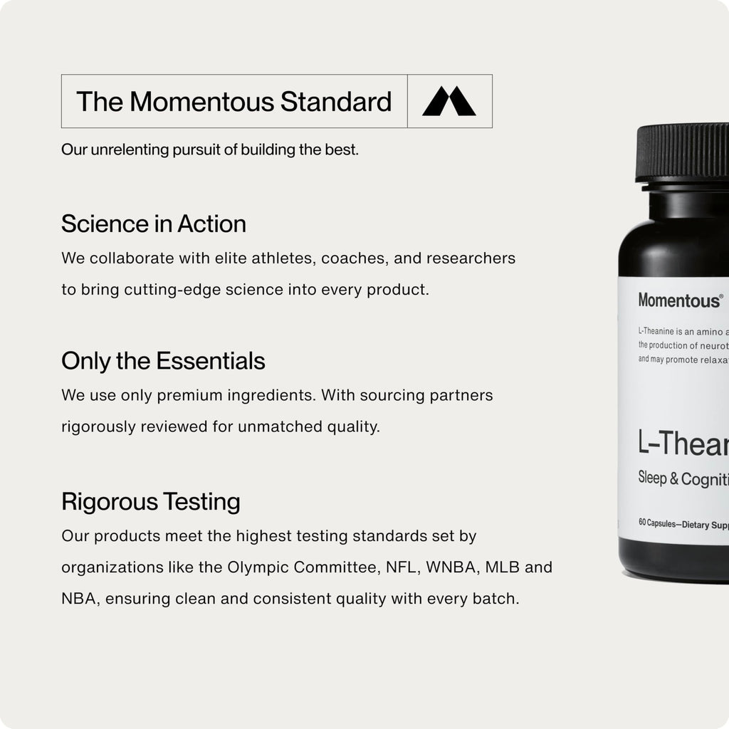 Momentous L-Theanine Supplement - 200 mg Capsules to Promote Relaxation & Focus - NSF Certified for Sport - GMO- & Gluten-Free - 60 Servings - FENGGESTORE20