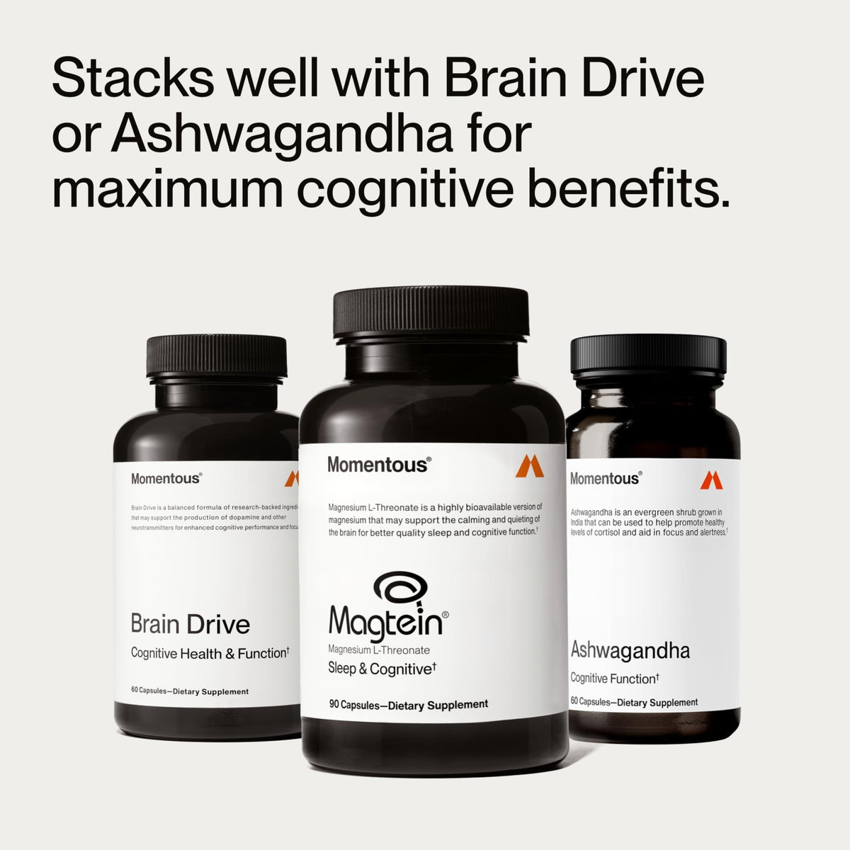 Momentous Magtein Magnesium L-Threonate - Brain & Rest Support Supplement - Boosts Cognitive Function & Sleep Quality - NSF Certified for Sport -145 mg - 30 Servings - FENGGESTORE20
