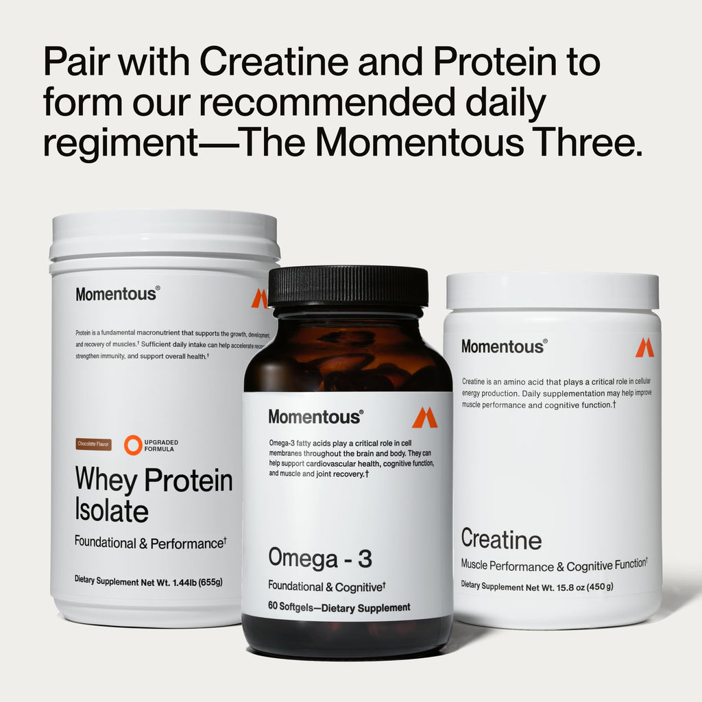 Momentous Omega-3 Fish Oil - High-Potency EPA & DHA Supplement for Men & Women - Supports Heart, Joint, & Brain Health - NSF Certified for Sport - Non-GMO - Gluten-Free - 1,600 mg - 30 Servings - FENGGESTORE20