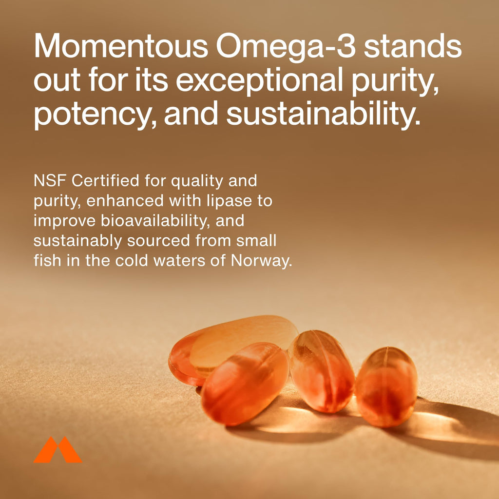 Momentous Omega-3 Fish Oil - High-Potency EPA & DHA Supplement for Men & Women - Supports Heart, Joint, & Brain Health - NSF Certified for Sport - Non-GMO - Gluten-Free - 1,600 mg - 30 Servings - FENGGESTORE20