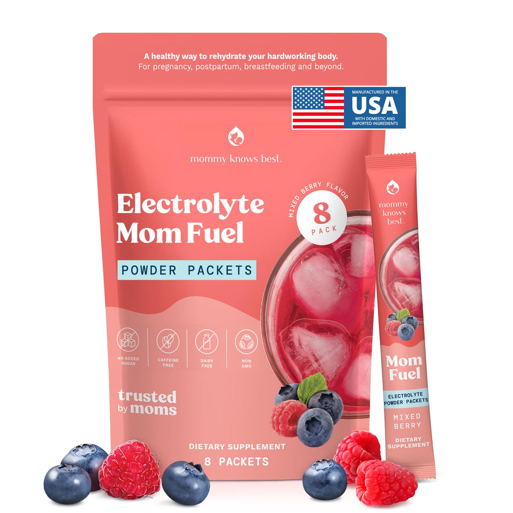 Mommy Knows Best Mom Fuel Electrolyte Drink Mix for Moms, Hydration Support - for Pregnancy, Prenatal, Electrolytes + Trace Minerals, - FENGGESTORE20