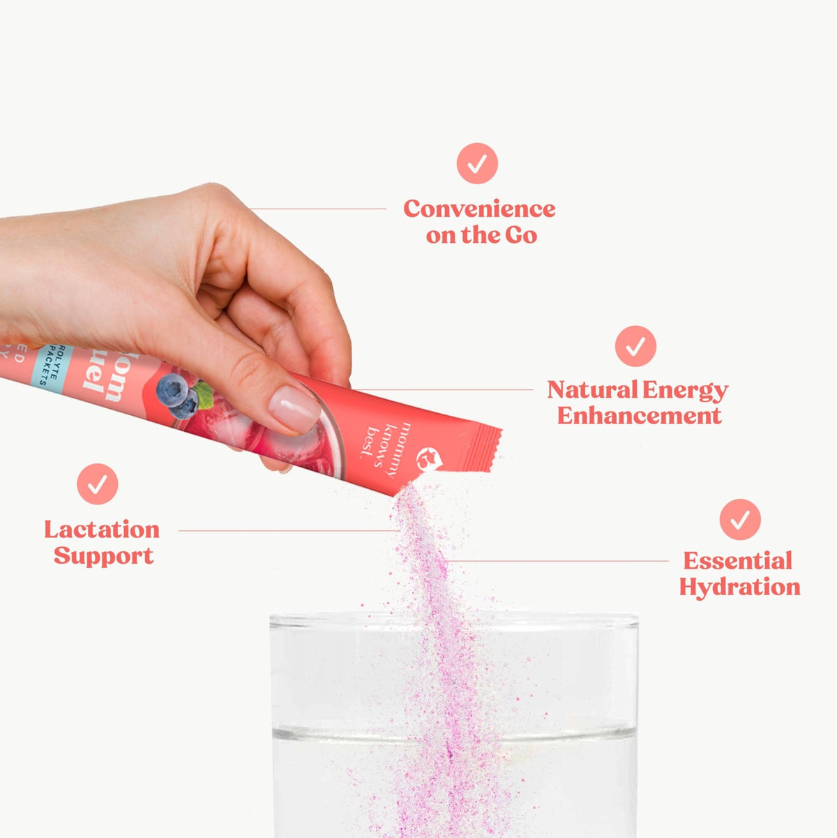 Mommy Knows Best Mom Fuel Electrolyte Drink Mix for Moms, Hydration Support - for Pregnancy, Prenatal, Electrolytes + Trace Minerals, - FENGGESTORE20