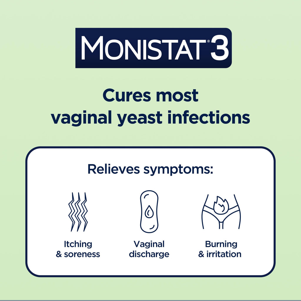 Monistat 3-Day Yeast Infection Treatment for Women, 3 Miconazole Vaginal Suppositories & External Itch Relief Cream (9g Tube) Combo Pack - FENGGESTORE20