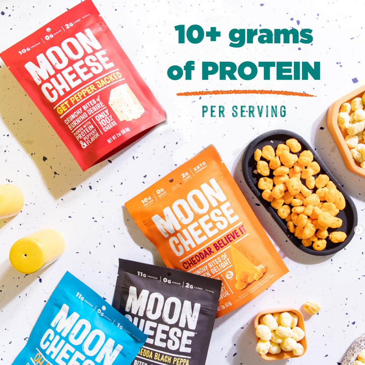 Moon Cheese Cheddar Believe It, 10 Ounce, 2-Pack, Crunchy, Protein-Rich Cheese Snack, Keto Friendly, 100% Real Cheese - FENGGESTORE20