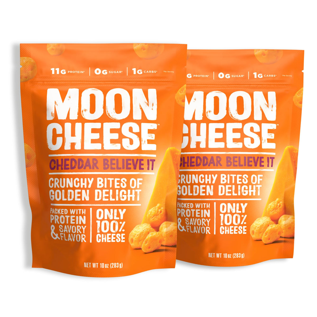 Moon Cheese Cheddar Believe It, 10 Ounce, 2-Pack, Crunchy, Protein-Rich Cheese Snack, Keto Friendly, 100% Real Cheese - FENGGESTORE20