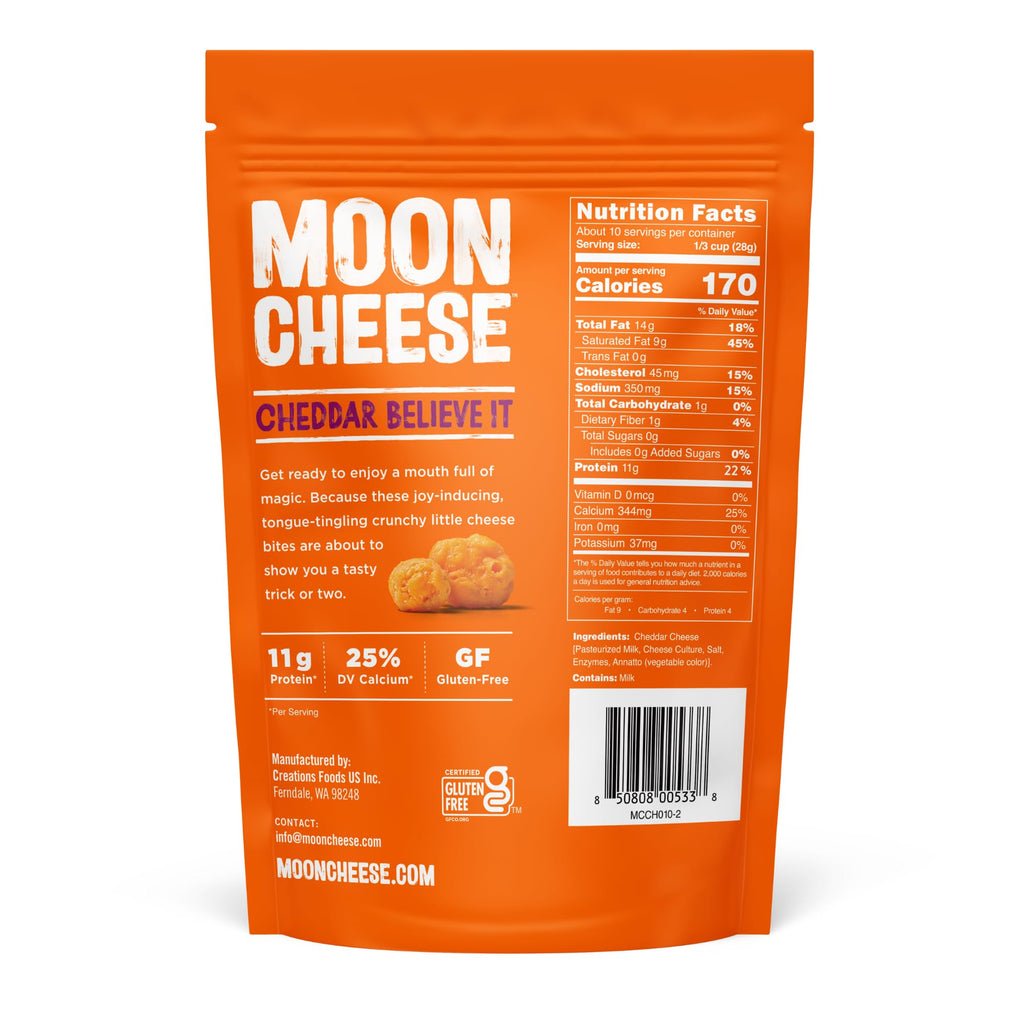Moon Cheese Cheddar Believe It, 10 Ounce, 2-Pack, Crunchy, Protein-Rich Cheese Snack, Keto Friendly, 100% Real Cheese - FENGGESTORE20