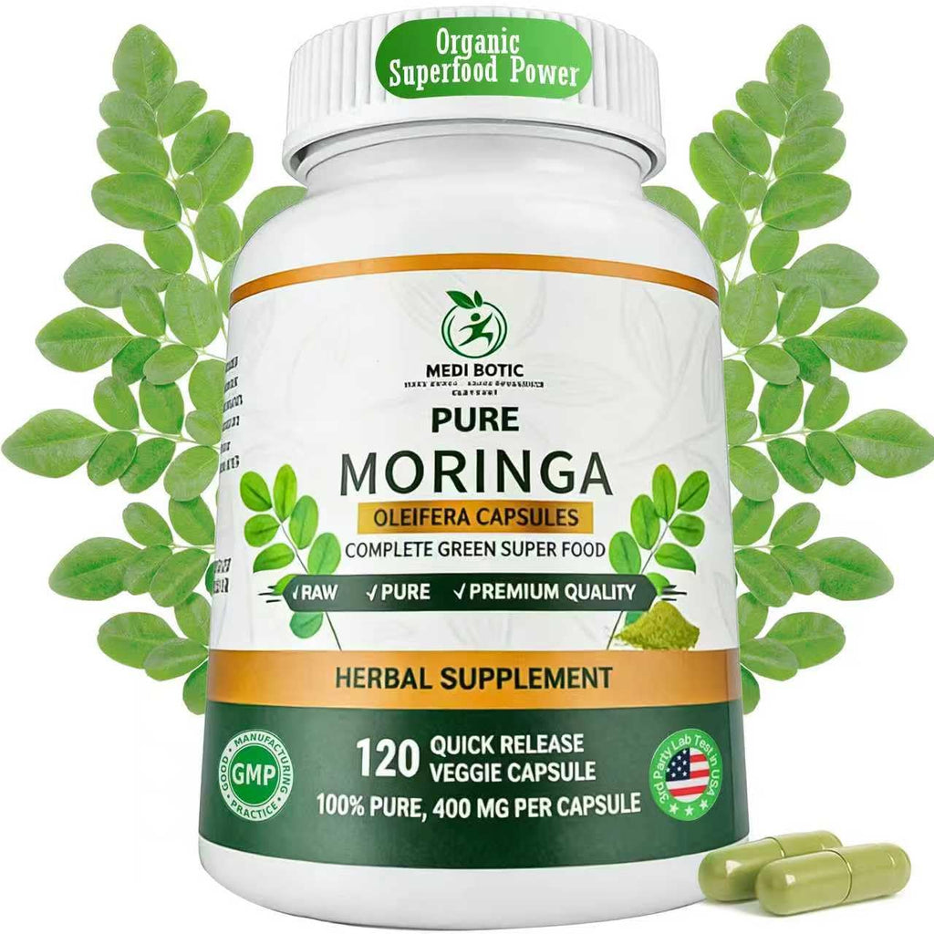 Moringa Capsules, Moringa Pure Capsules For Energy, Immune Support, Gut Health & Powerful Green Superfood, Rich In Antioxidants, Essential Vitamins & Amino Acids - FENGGESTORE20