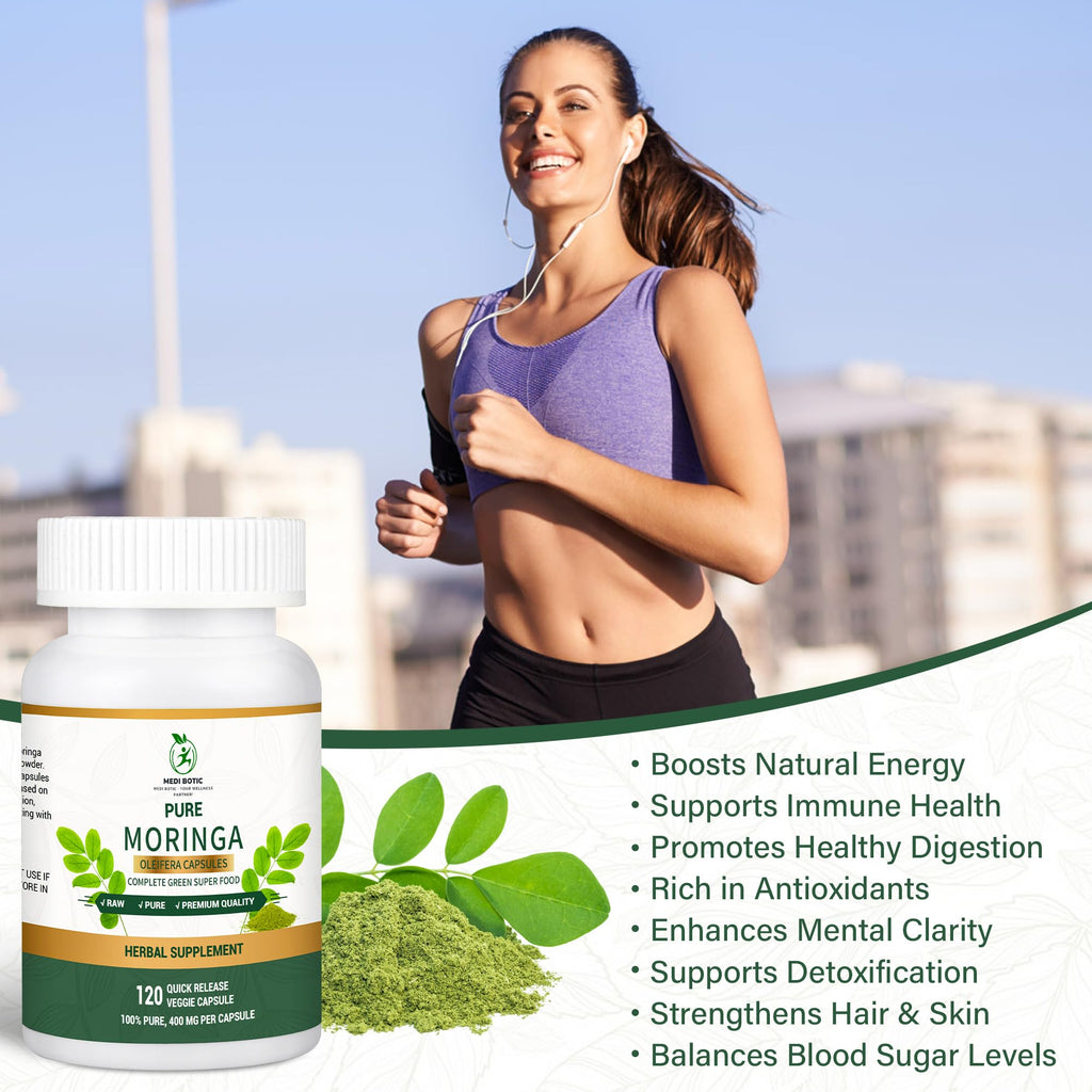 Moringa Capsules, Moringa Pure Capsules For Energy, Immune Support, Gut Health & Powerful Green Superfood, Rich In Antioxidants, Essential Vitamins & Amino Acids - FENGGESTORE20