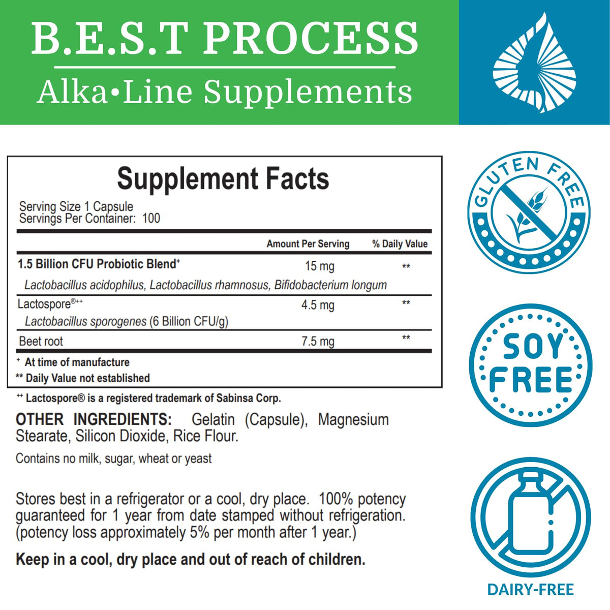 Morter HealthSystem Alkadophilus Best Process Alkaline — No Refrigeration Probiotic & Prebiotic Digestive Supplement — 1.5 Billion CFU of Good Bacteria & Beetroot - FENGGESTORE20