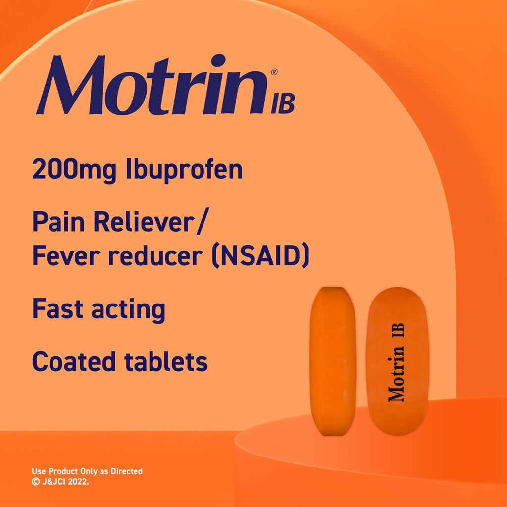 Motrin IB Ibuprofen 200mg Tablets, Ibuprofen Pain & Fever Reliever for Headache, Backache, Muscular Aches, Menstrual Pain & Minor Arthritis Pain, Over-The-Counter NSAID Medicine, 225 ct - FENGGESTORE20