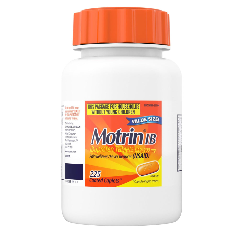 Motrin IB Ibuprofen 200mg Tablets, Ibuprofen Pain & Fever Reliever for Headache, Backache, Muscular Aches, Menstrual Pain & Minor Arthritis Pain, Over-The-Counter NSAID Medicine, 225 ct - FENGGESTORE20