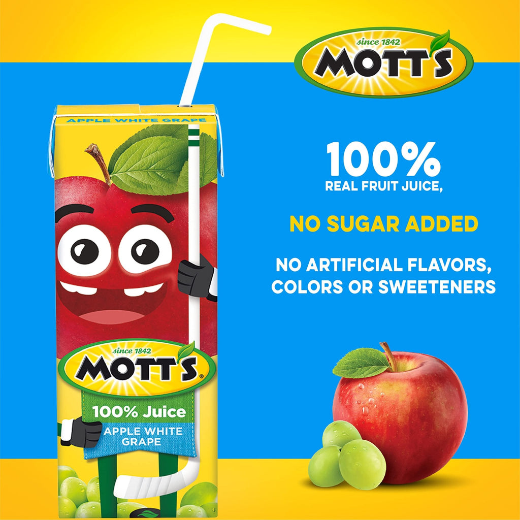 Mott's 100 percent Apple White Grape Juice, 6.75 fl oz boxes (Pack of 32) - FENGGESTORE20