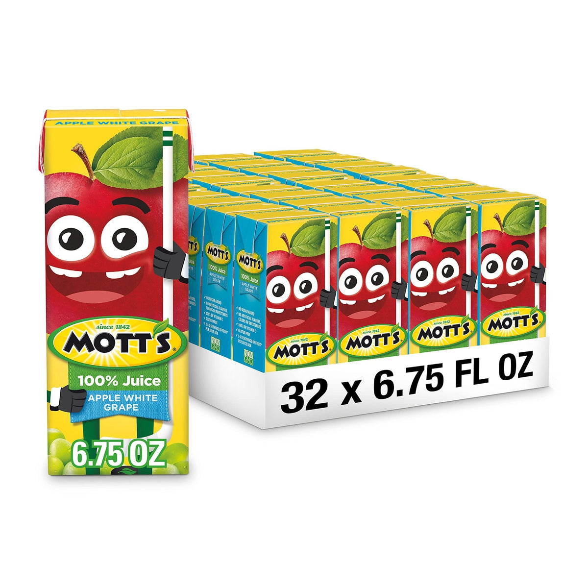 Mott's 100 percent Apple White Grape Juice, 6.75 fl oz boxes (Pack of 32) - FENGGESTORE20
