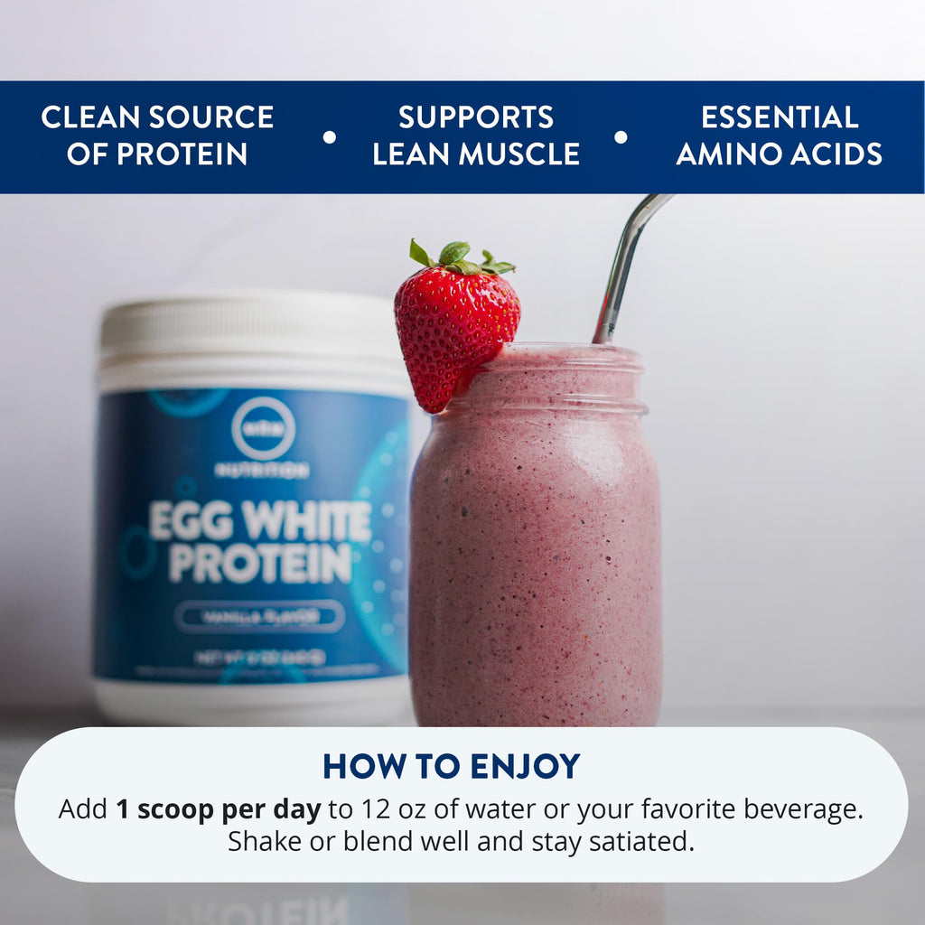 MRM Nutrition Egg White Protein - Sugar Free Vanilla Flavored Powder, 23g Fat-Free Protein with Digestive Enzymes, Free of Dairy, Gluten, and Soy, High Biological Value - 20 Servings - FENGGESTORE20