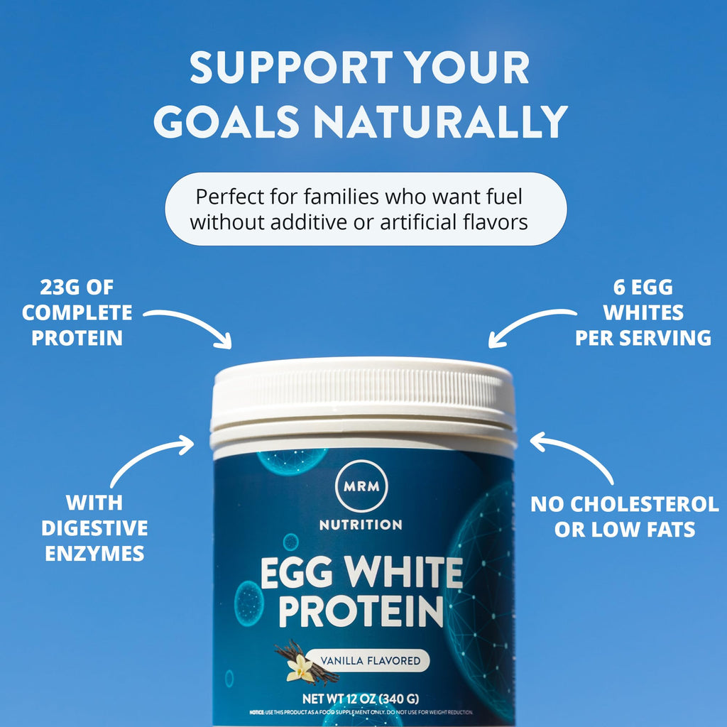 MRM Nutrition Egg White Protein - Sugar Free Vanilla Flavored Powder, 23g Fat-Free Protein with Digestive Enzymes, Free of Dairy, Gluten, and Soy, High Biological Value - 20 Servings - FENGGESTORE20