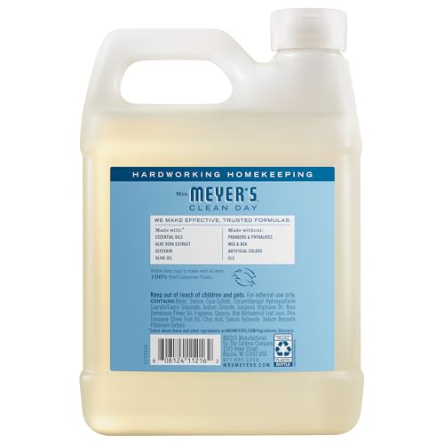 MRS. MEYER'S CLEAN DAY Hand Soap Refill, Rain Water Scent, 33 Fl Oz Bottle - FENGGESTORE20