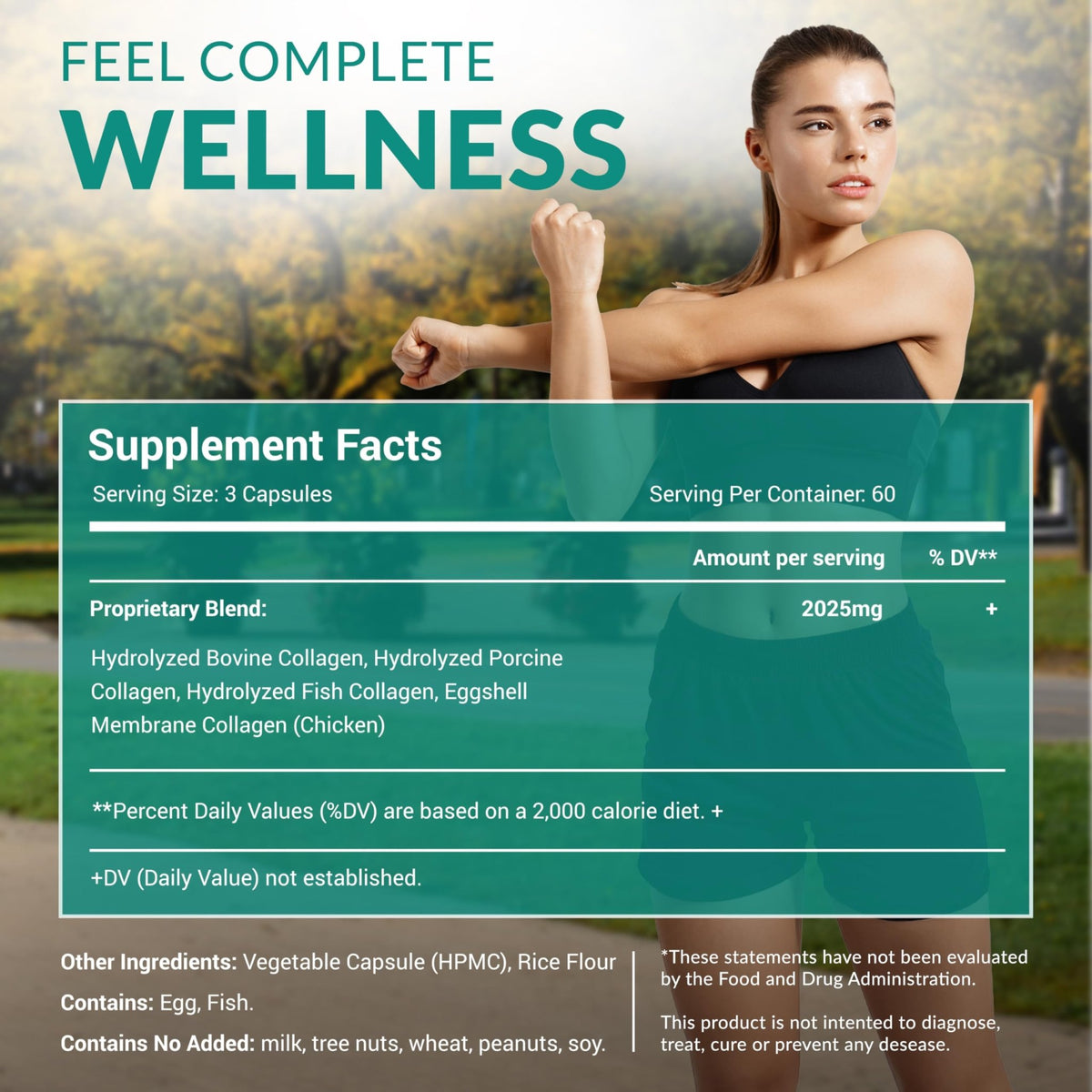 Multi Collagen 180 Protein Capsules - Type I, II, III, V, X Collagen Pills - Proprietary Blend of Eggshell, Chicken, Wild Fish & Grass-Fed - FENGGESTORE20
