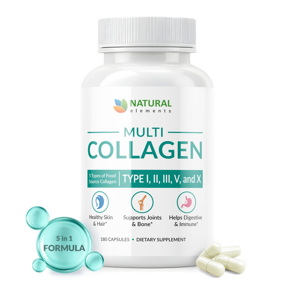 Multi Collagen 180 Protein Capsules - Type I, II, III, V, X Collagen Pills - Proprietary Blend of Eggshell, Chicken, Wild Fish & Grass-Fed - FENGGESTORE20