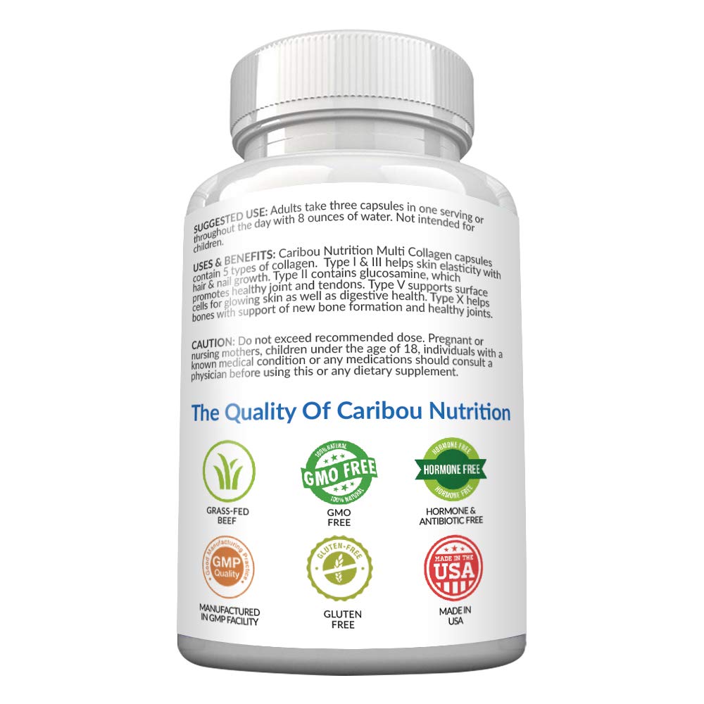 Multi Collagen Pills - 180 Collagen Pills - Type I, II, III, V & X Collagen Capsules - Unique Blend of Collagen Peptides Capsules - Wild Fish, Eggshell, - FENGGESTORE20