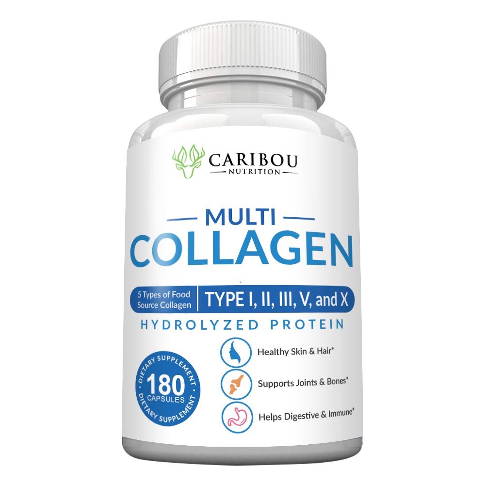 Multi Collagen Pills - 180 Collagen Pills - Type I, II, III, V & X Collagen Capsules - Unique Blend of Collagen Peptides Capsules - Wild Fish, Eggshell, - FENGGESTORE20
