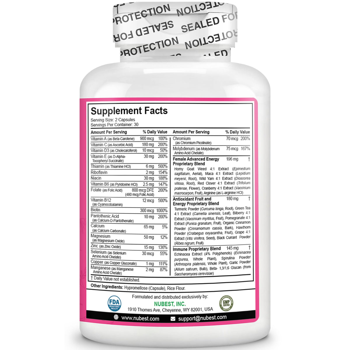 Multivitamin for Women with 39 Key Nutrients, Essential Vitamins, Minerals, Horny Goat Weed, Maca, Wild Yam, Red Clover, Cranberry, Arginine, Herbal Supplement | 60 Vegan Capsules | 1 Month Supply - FENGGESTORE20