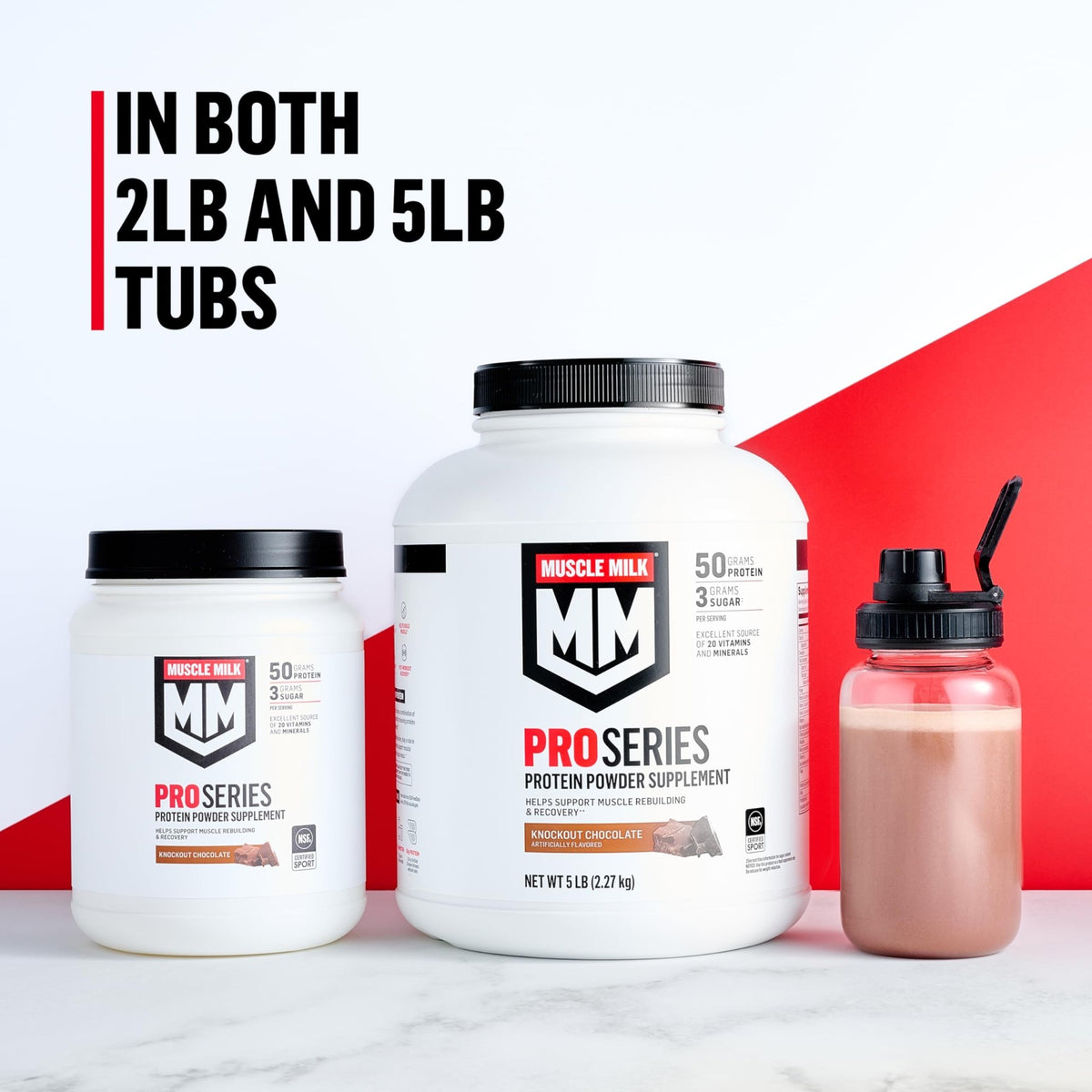 Muscle Milk Pro Series Protein Powder Supplement,Knockout Chocolate,2 Pound,11 Servings,50g Protein,3g Sugar,20 Vitamins & Minerals,NSF Certified for Sport,Workout Recovery,Packaging May Vary - FENGGESTORE20