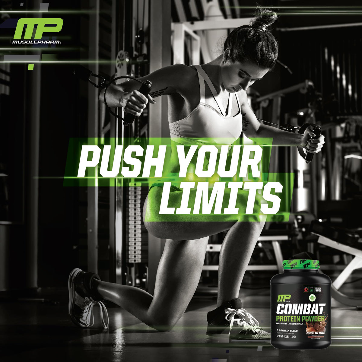 MusclePharm Combat Protein Powder, Chocolate Milk Flavor, Fuels Muscles for Productive Workouts, 5 Protein Sources including Whey Protein Isolate & Egg Albumin, Gluten Free, 4.2 lb, 52 Servings - FENGGESTORE20